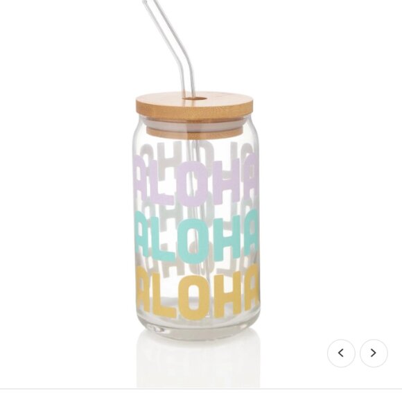 ALOHA COLLECTION To-Go Tumbler ALOHA Lineup UBE Travel Glass w/ Lid & Straw 16oz - Picture 2 of 2